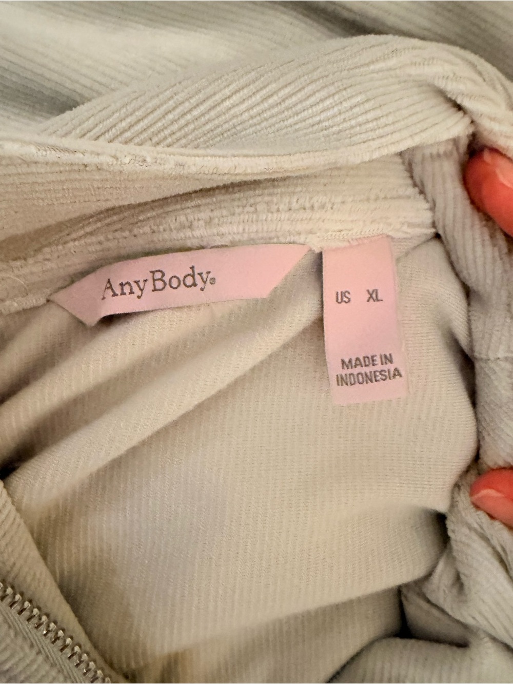 AnyBody Cream Ribbed Quarter-Zip Pullover - Picture 3 of 3